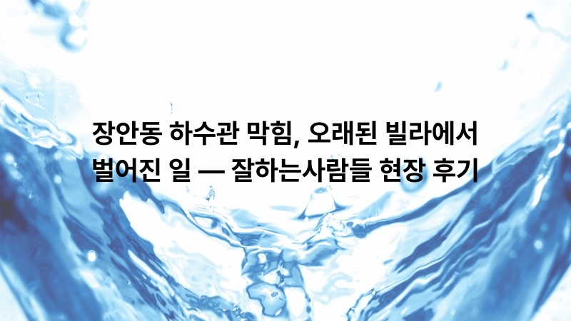 장안동 하수관 막힘, 오래된 빌라에서 벌어진 일 — 잘하는사람들 현장 후기