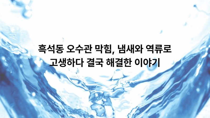 흑석동 요수관 막힘, 냄새와 역류로 고생하다 결국 해결한 이야기 | 잘하는사람들