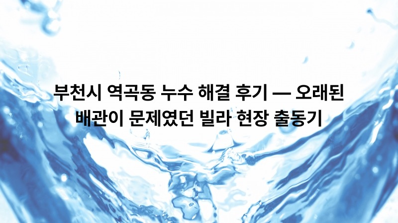 부천시 역곡동 누수 해결 후기 — 오래된 배관이 문제였던 빌라 현장 출동기