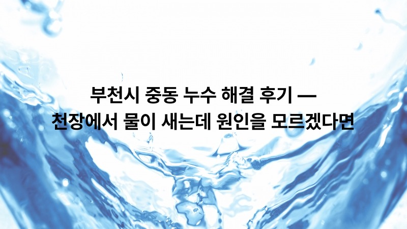 부천시 중동 누수 해결 후기 — 천장에서 물이 새는데 원인을 모르겠다면
