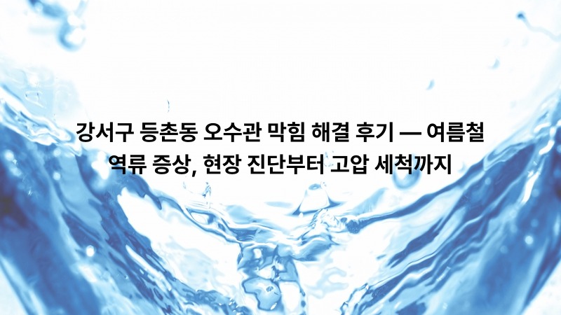 강서구 등촌동 오수관 막힘 해결 후기 — 여름철 역류 증상, 현장 진단부터 고압 세척까지