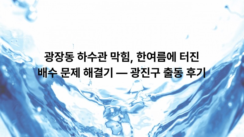 광장동 하수관 막힘, 한여름에 터진 배수 문제 해결기 — 광진구 출동 후기