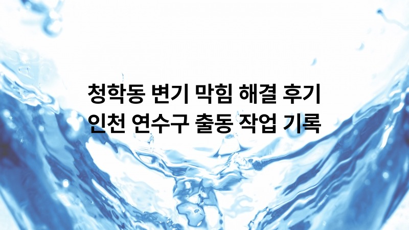 청학동 변기 막힘 해결 후기 — 인천 연수구 출동 작업 기록