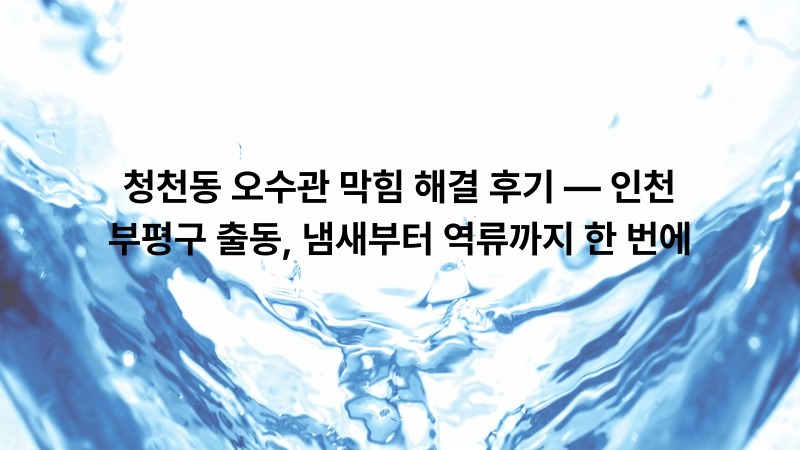 청천동 오수관 막힘 해결 후기 — 인천 부평구 출동, 냄새부터 역류까지 한 번에