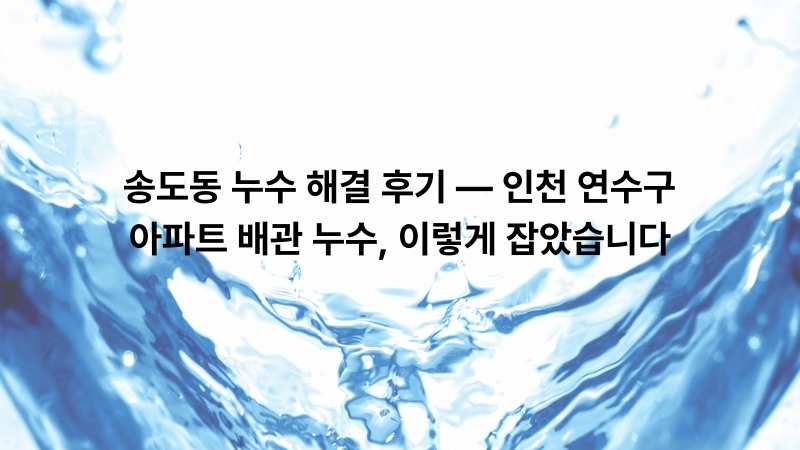 송도동 누수 해결 후기 — 인천 연수구 아파트 배관 누수, 이렇게 잡았습니다