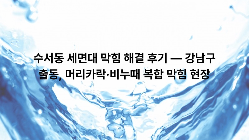수서동 세면대 막힘 해결 후기 — 강남구 출동, 머리카락·비누때 복합 막힘 현장