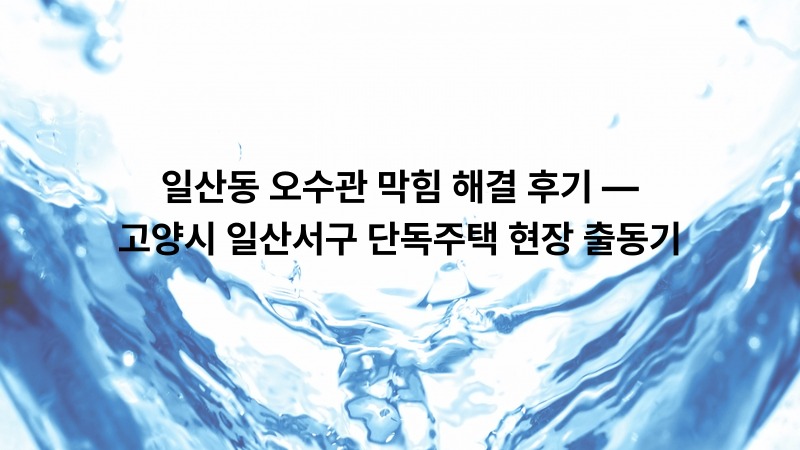 일산동 오수관 막힘 해결 후기 — 고양시 일산서구 단독주택 현장 출동기