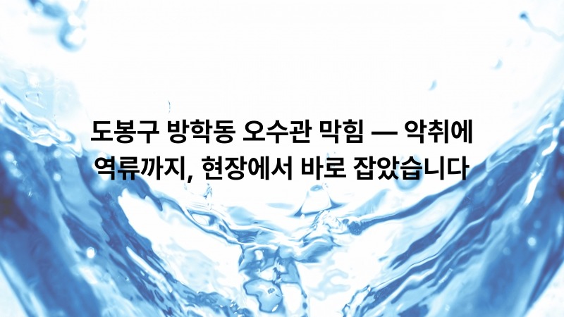도봉구 방학동 오수관 막힘 — 악취에 역류까지, 현장에서 바로 잡았습니다