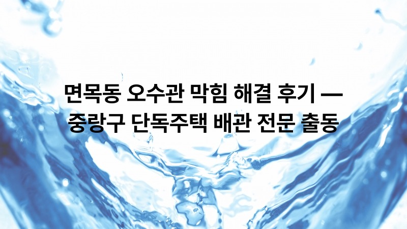 면목동 오수관 막힘 해결 후기 — 중랑구 단독주택 배관 전문 출동