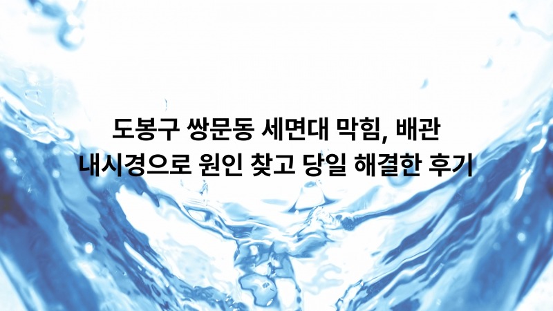 도봉구 쌍문동 세면대 막힘, 배관 내시경으로 원인 찾고 당일 해결한 후기