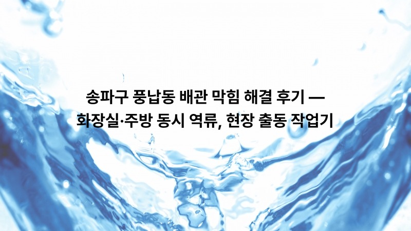 송파구 풍납동 배관 막힘 해결 후기 — 화장실·주방 동시 역류, 현장 출동 작업기