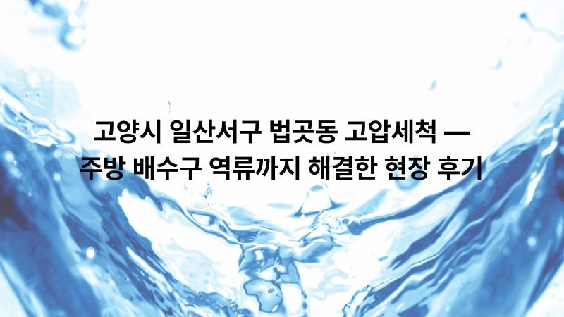 고양시 일산서구 법곳동 고압세척 — 주방 배수구 역류까지 해결한 현장 후기