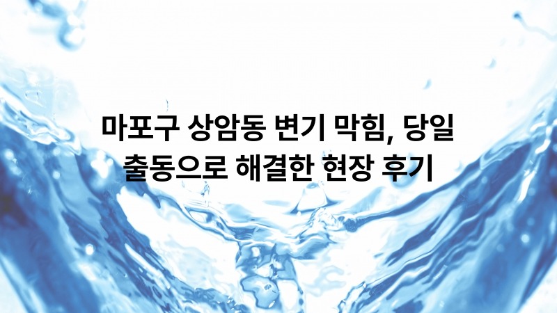 마포구 상암동 변기 막힘, 당일 출동으로 해결한 현장 후기